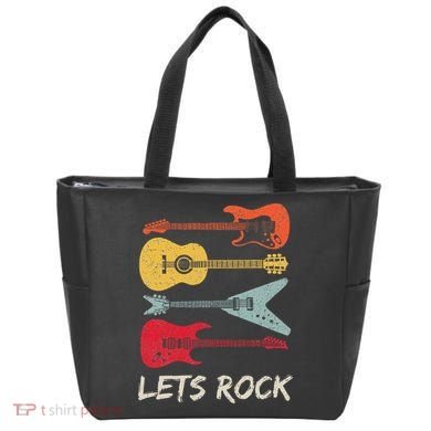 Lets Rock N Roll Guitar Retro Tote Bag