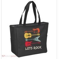 Lets Rock N Roll Guitar Retro Tote Bag thumb 2