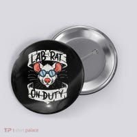 Lab Rat On Duty. Hilarious Lab Technician Science Enthusiast Button thumb 0
