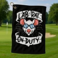 Lab Rat On Duty. Hilarious Lab Technician Science Enthusiast Golf Towel thumb 1