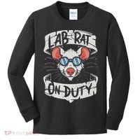 Lab Rat On Duty. Hilarious Lab Technician Science Enthusiast Kids Long Sleeve Shirt thumb 0
