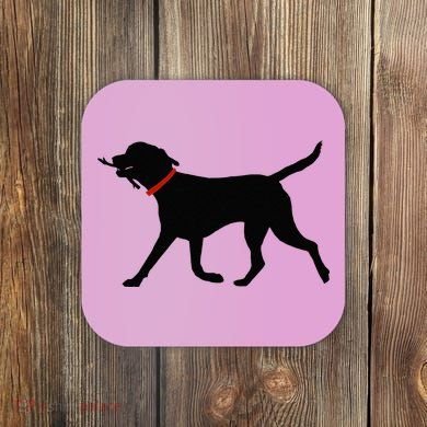 Labrador Retriever Play Fetch Black Lab Coaster