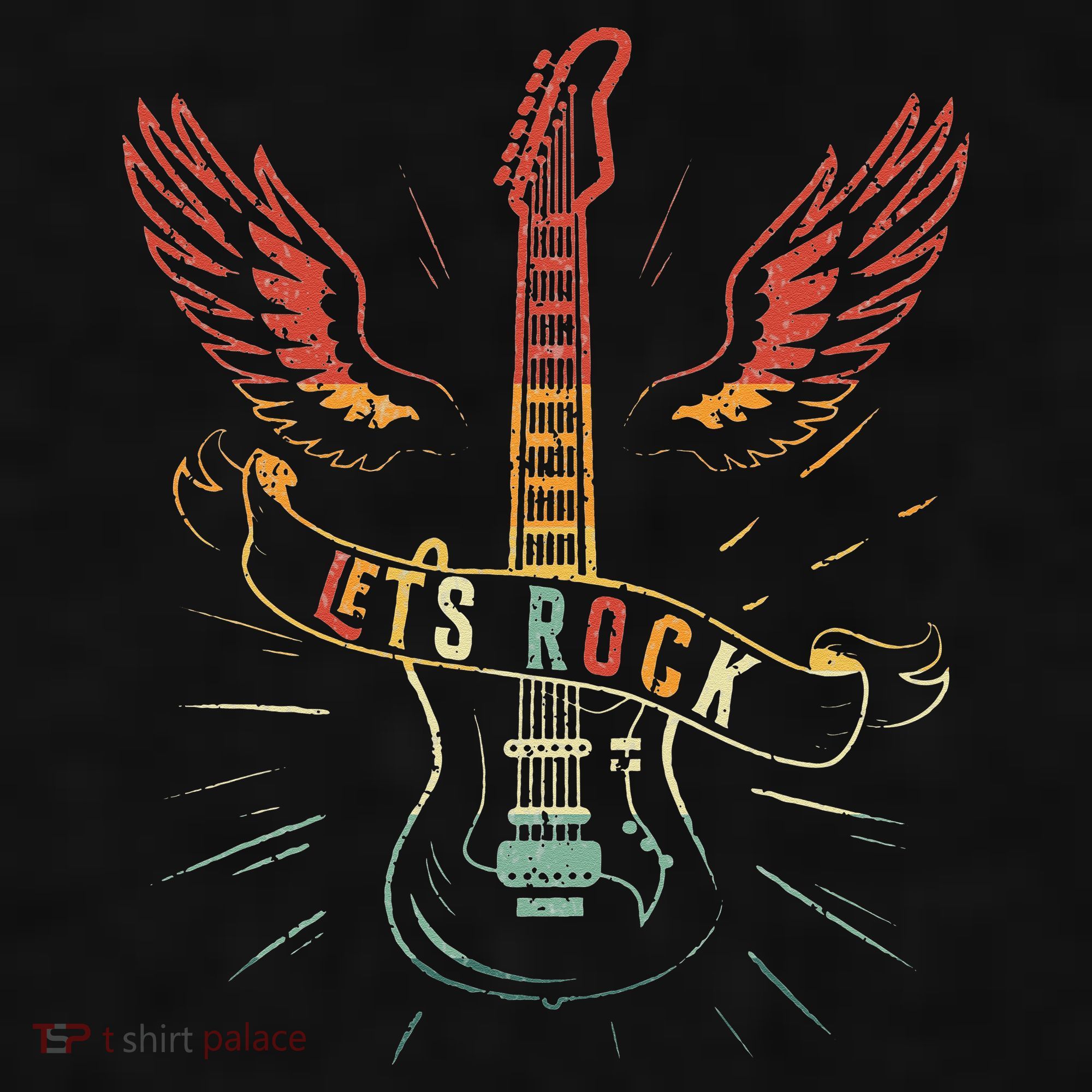 Lets Rock Rock n Roll Guitar Retro lovers Ladies PosiCharge Tri-Blend Wicking Tank