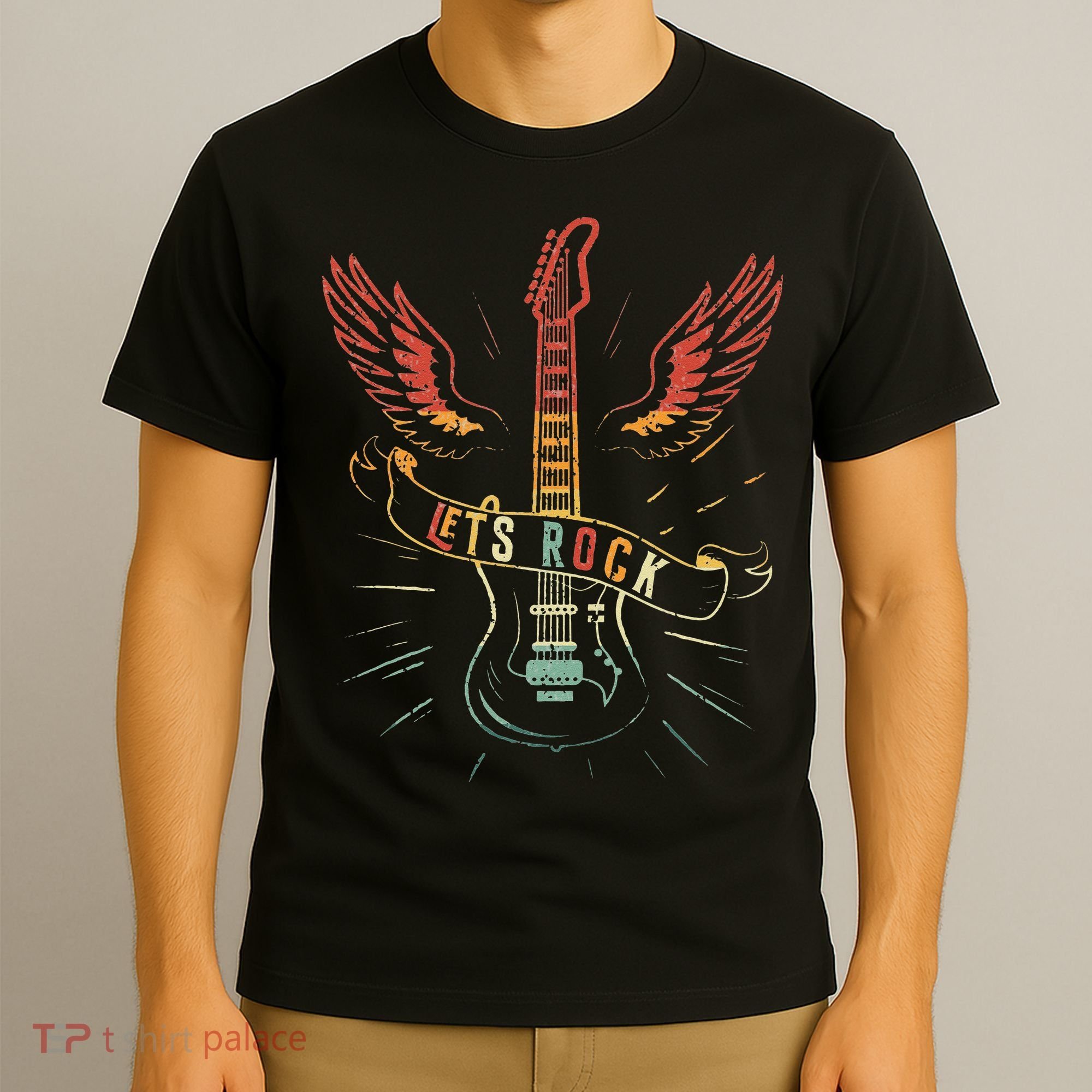 Lets Rock Rock n Roll Guitar Retro lovers T-Shirt