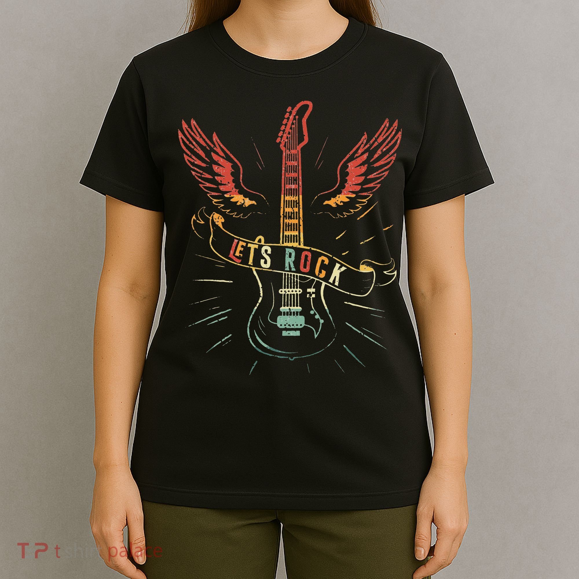 Lets Rock Rock n Roll Guitar Retro lovers T-Shirt