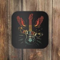 Lets Rock Rock n Roll Guitar Retro lovers Coaster thumb 0