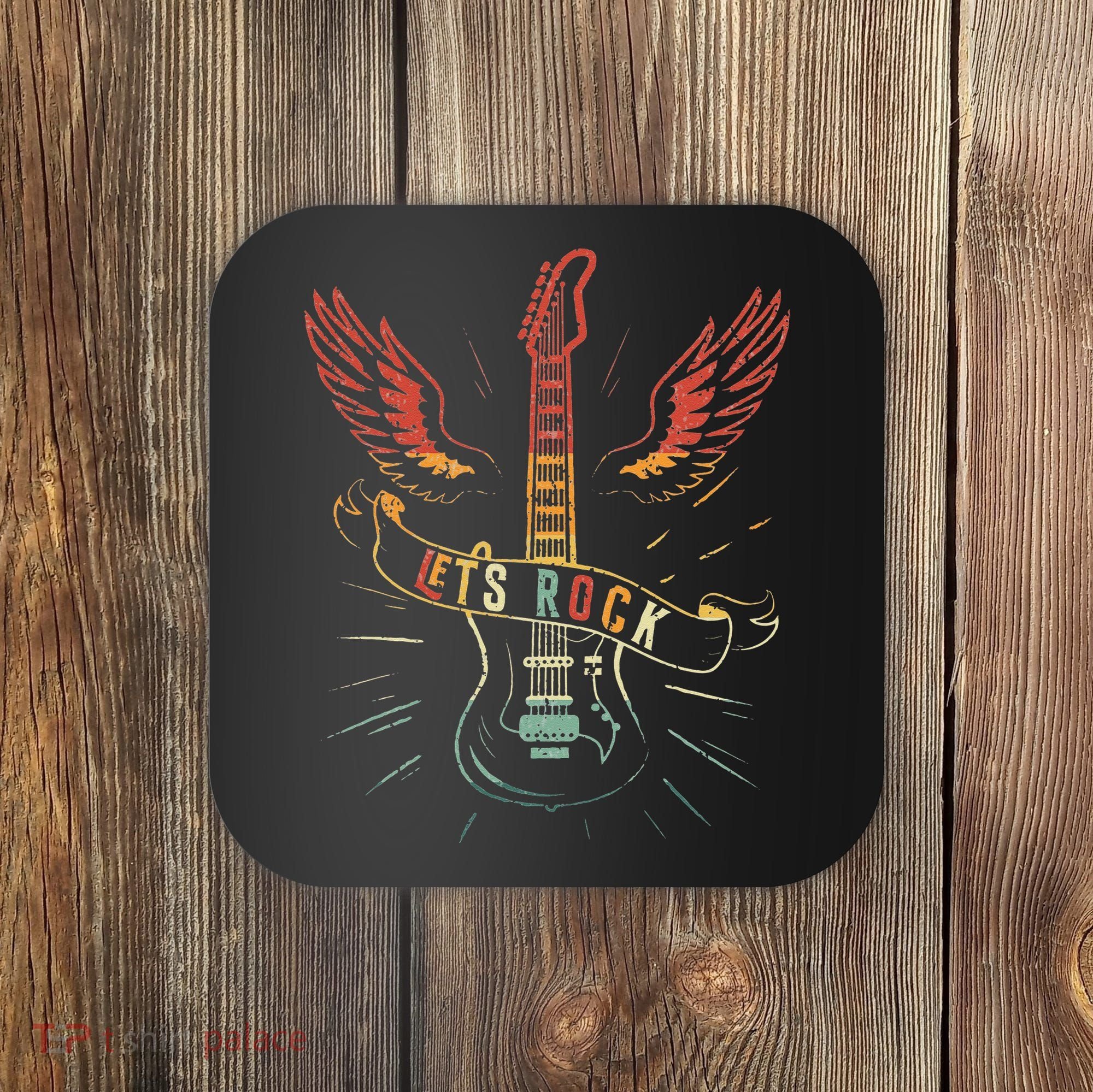 Lets Rock Rock n Roll Guitar Retro lovers Coaster
