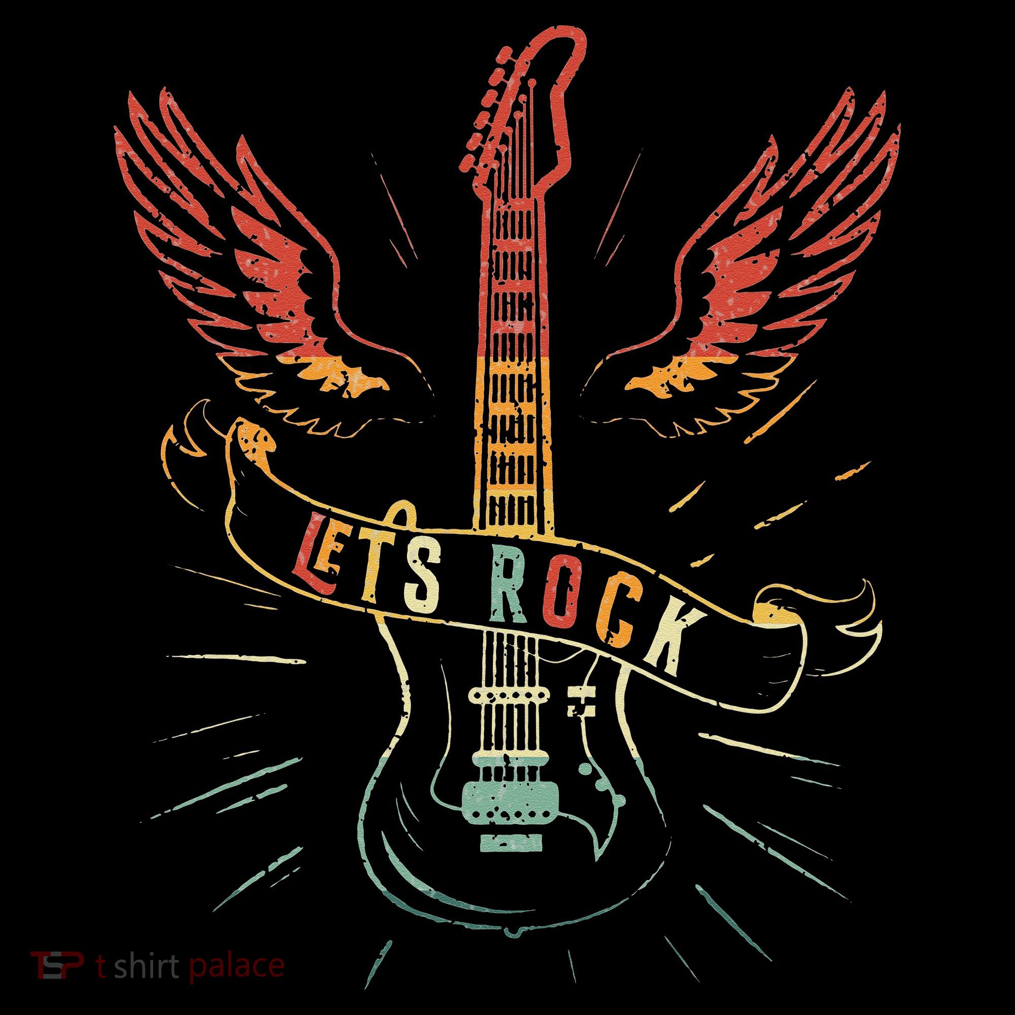 Lets Rock Rock n Roll Guitar Retro lovers Women's Hoodie