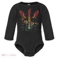 Lets Rock Rock n Roll Guitar Retro lovers Baby Long Sleeve Bodysuit thumb 0