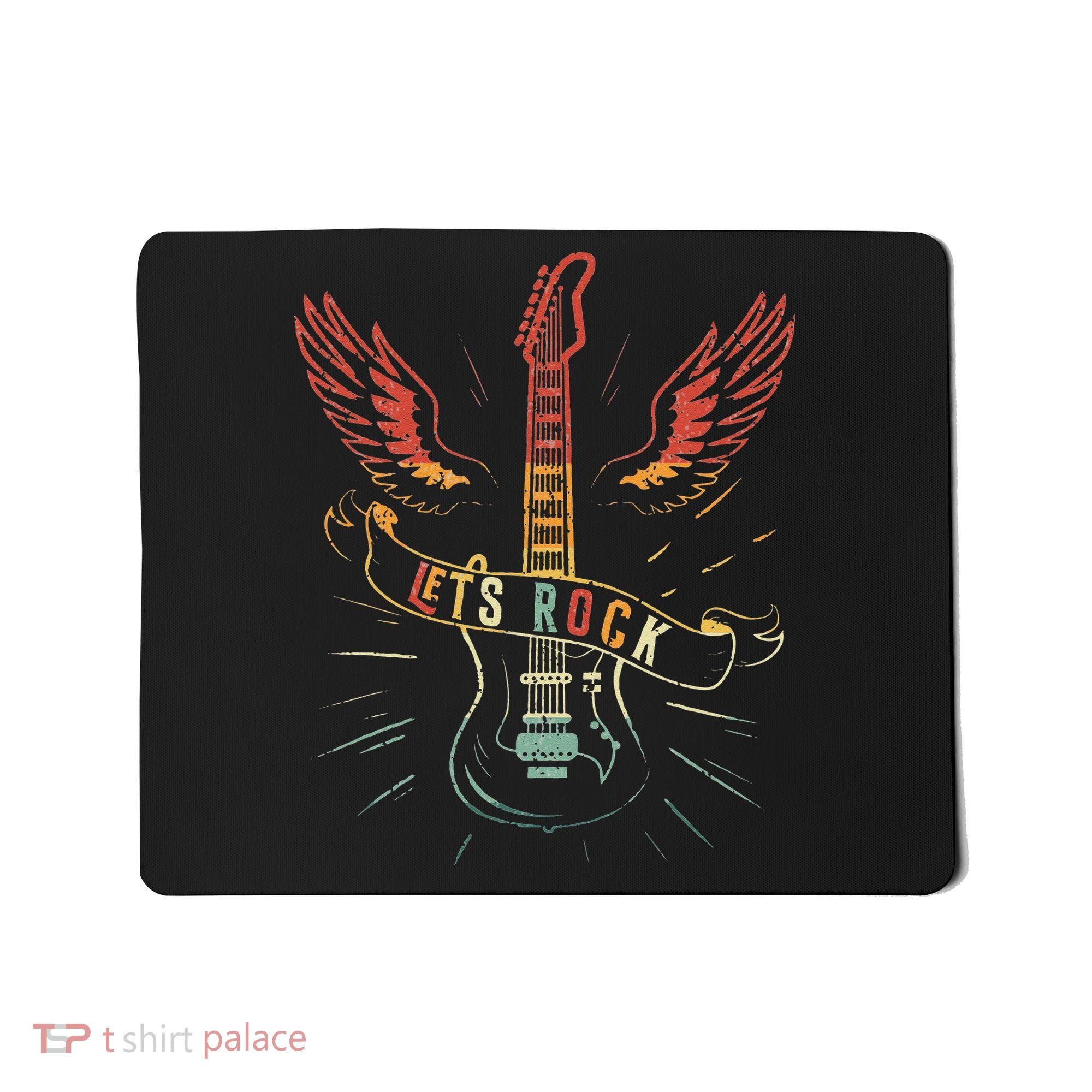 Lets Rock Rock n Roll Guitar Retro lovers Mousepad