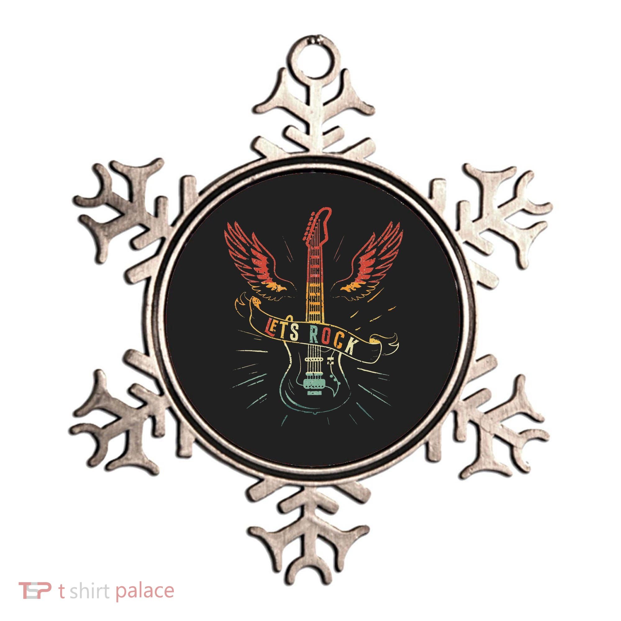 Lets Rock Rock n Roll Guitar Retro lovers Ornament