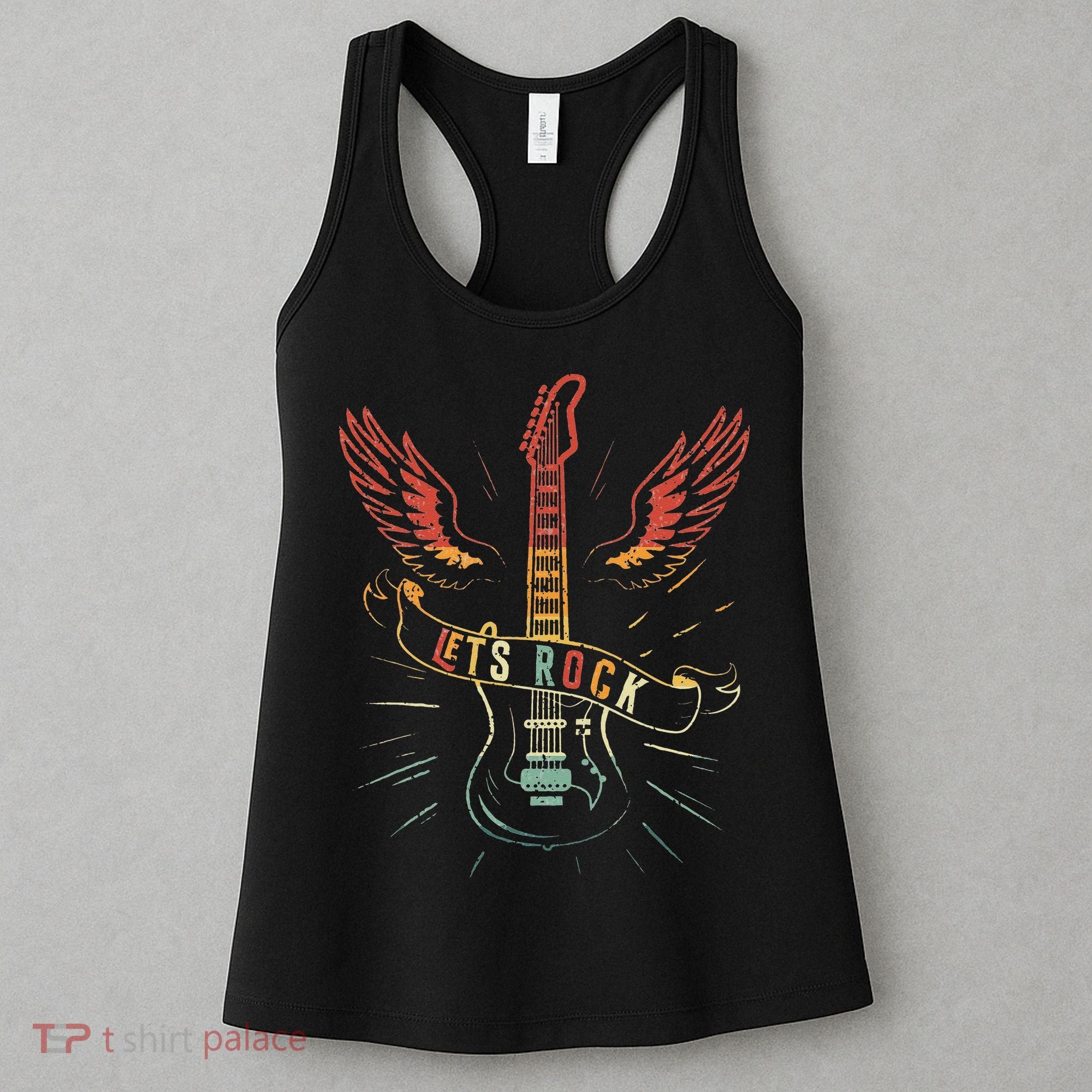 Lets Rock Rock n Roll Guitar Retro lovers Women's Tank Top