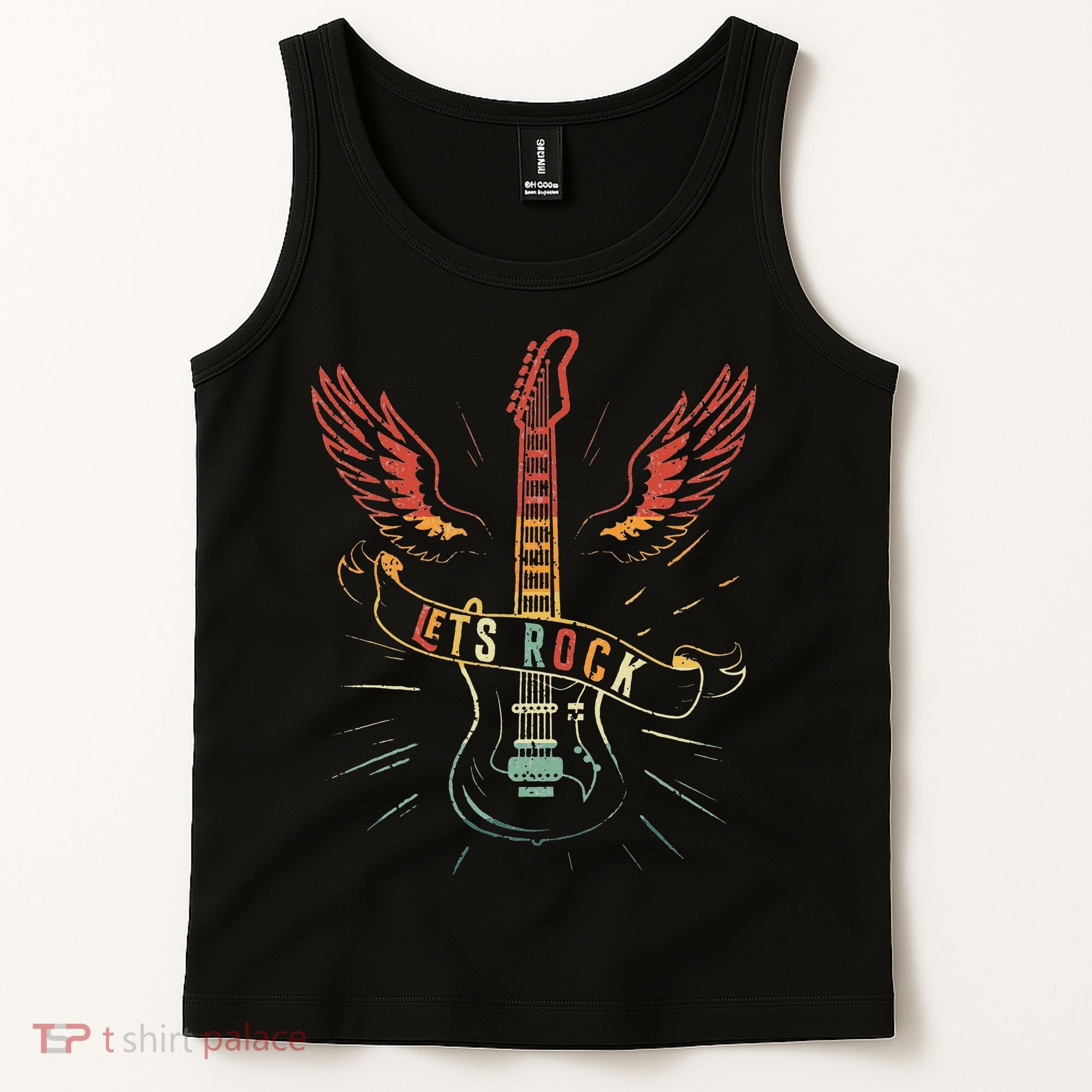 Lets Rock Rock n Roll Guitar Retro lovers Tank Top