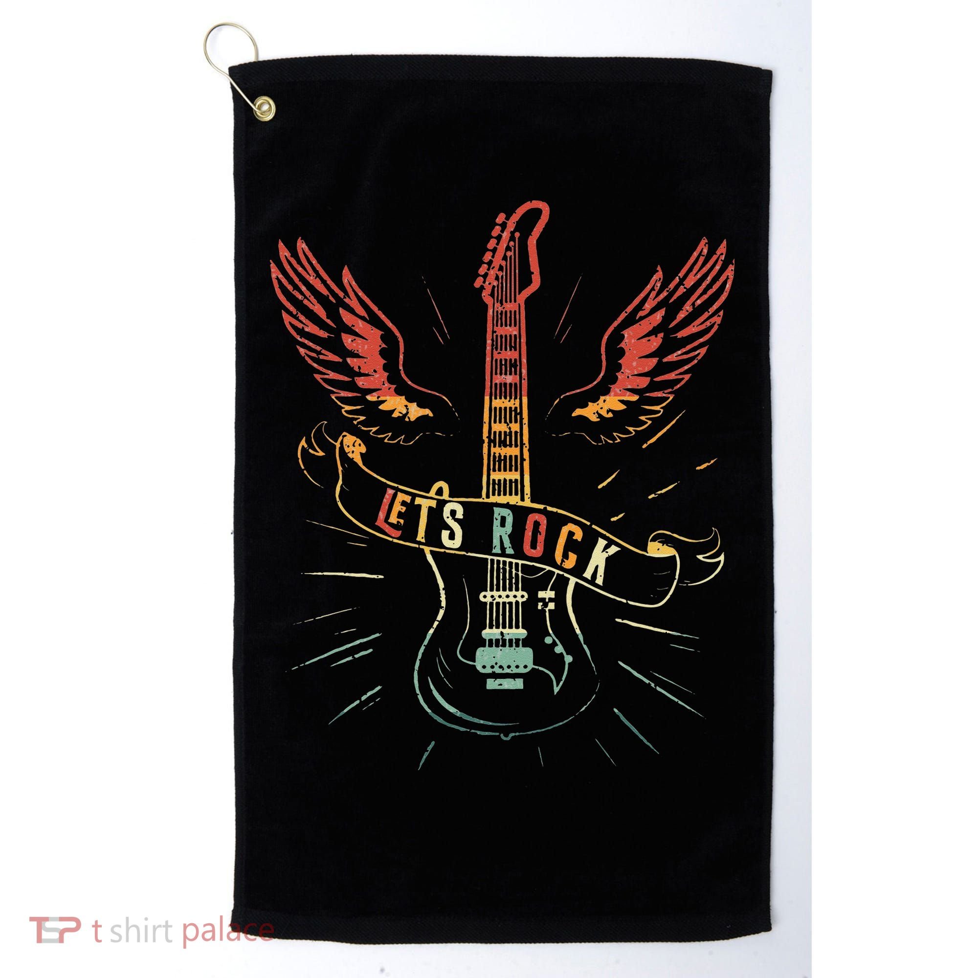 Lets Rock Rock n Roll Guitar Retro lovers Golf Towel