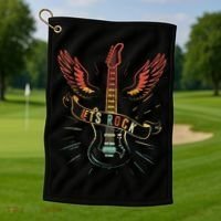 Lets Rock Rock n Roll Guitar Retro lovers Golf Towel thumb 1