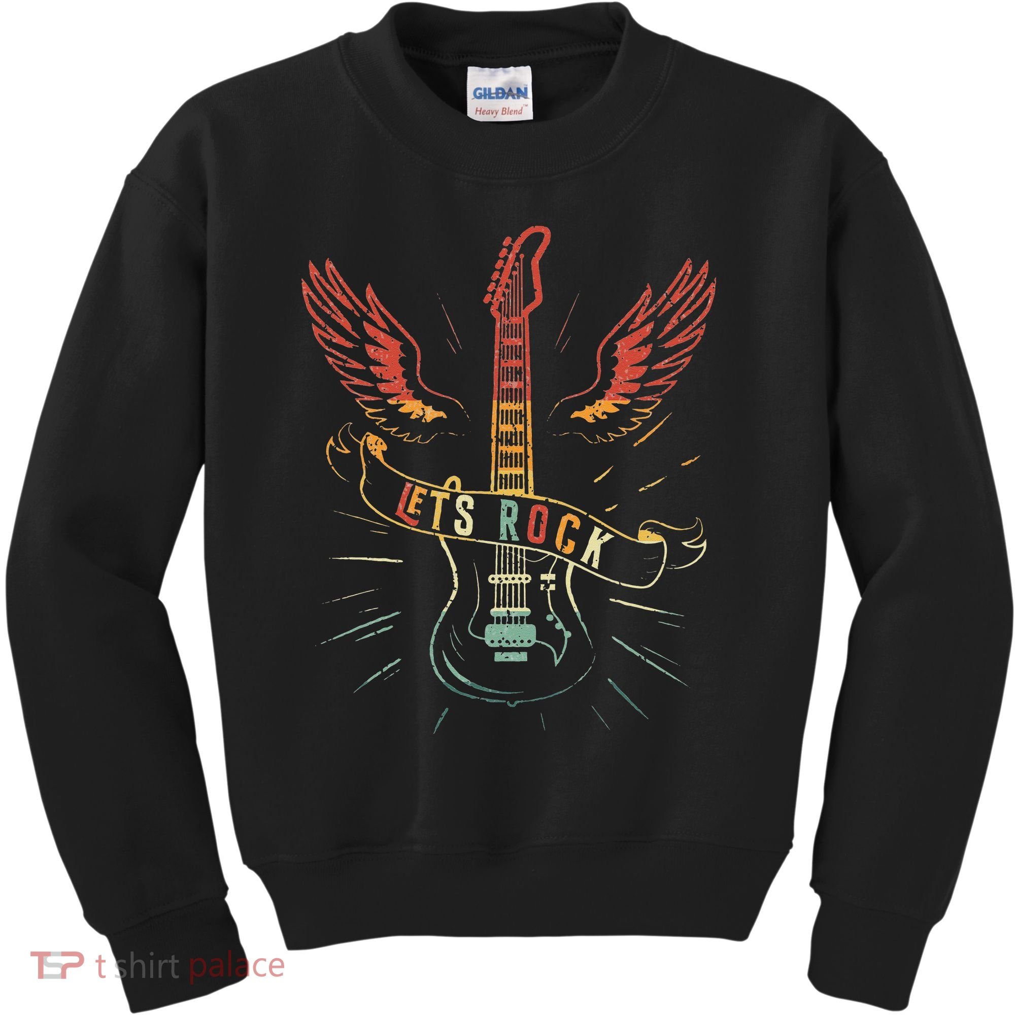 Lets Rock Rock n Roll Guitar Retro lovers Kids Sweatshirt