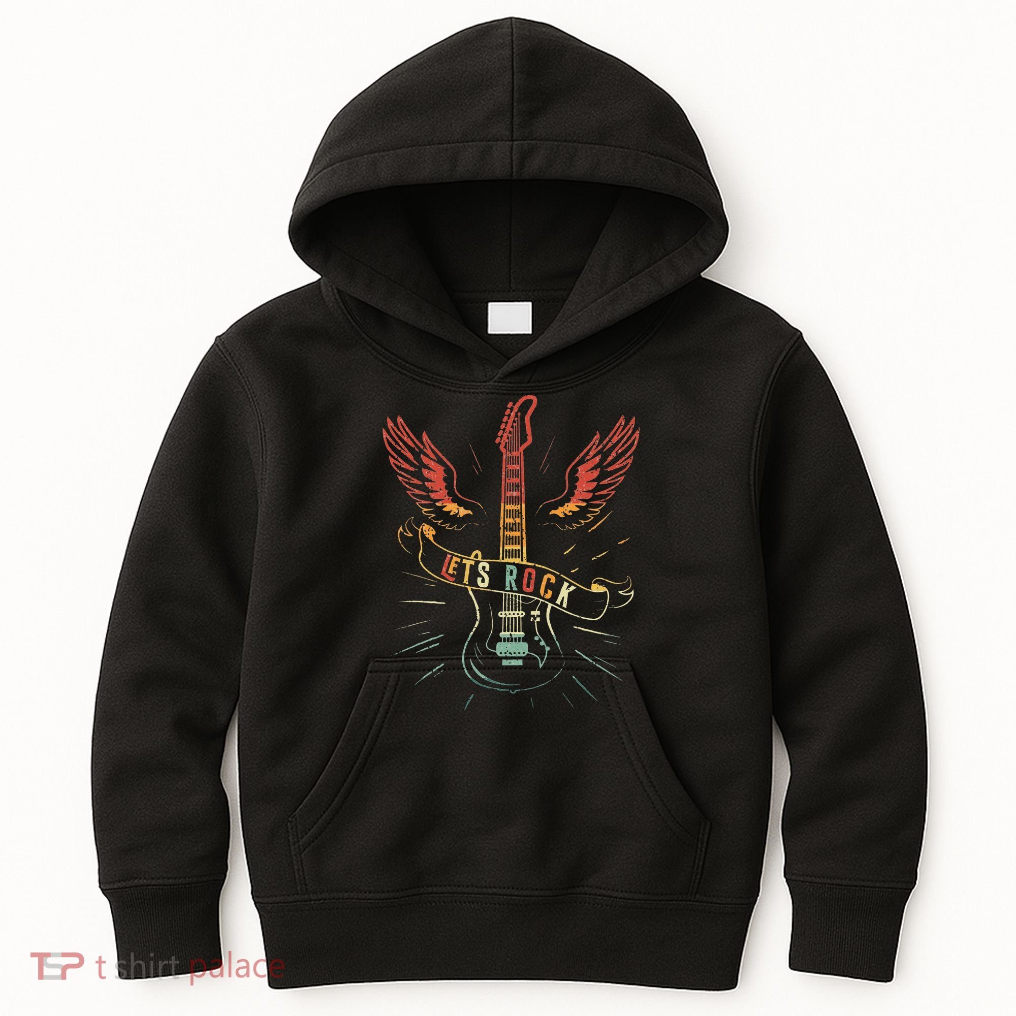 Lets Rock Rock n Roll Guitar Retro lovers Kids Hoodie