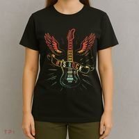 Lets Rock Rock N Roll Guitar Retro Lovers T-Shirt thumb 4