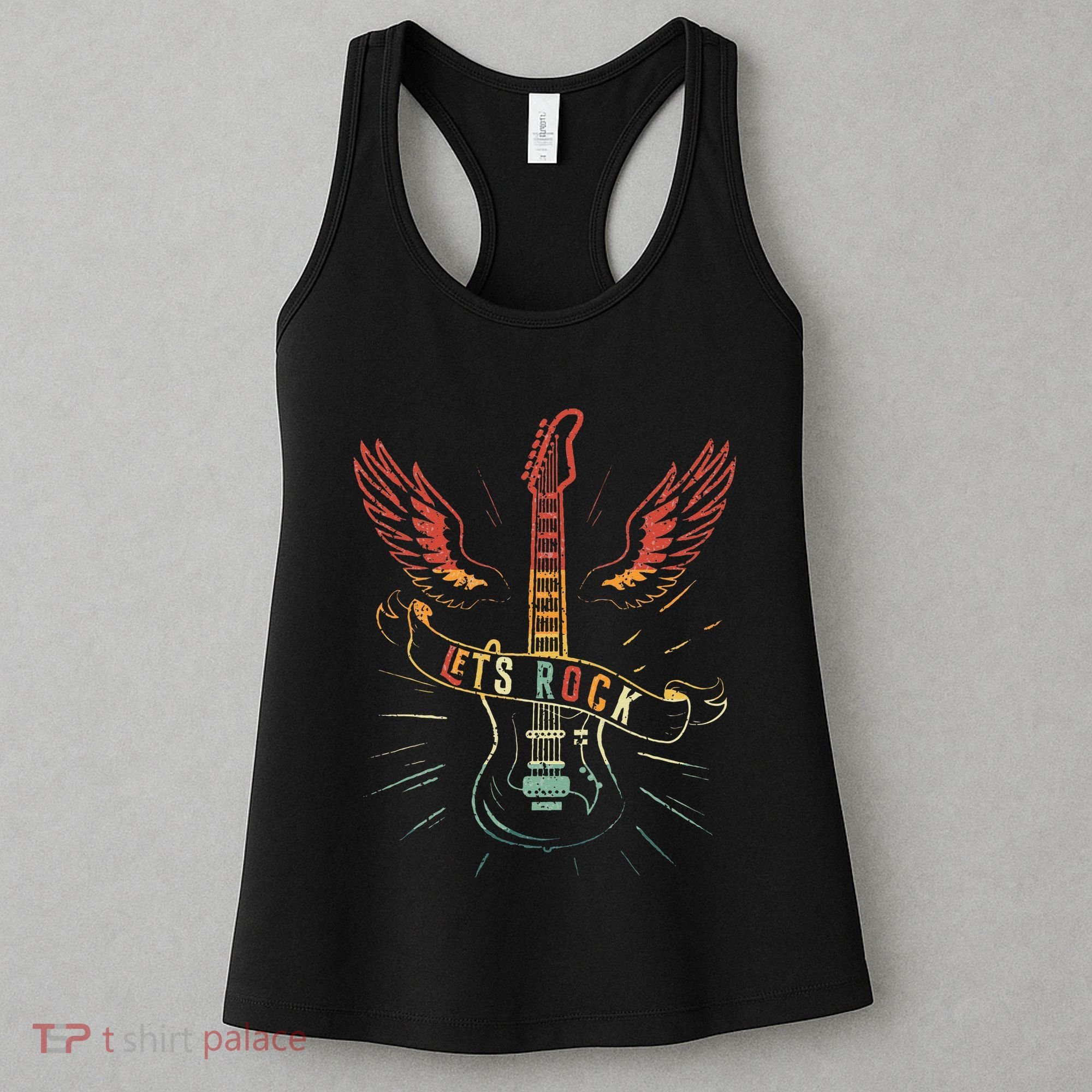 Lets Rock Rock N Roll Guitar Retro Lovers Women's Tank Top