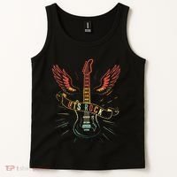 Lets Rock Rock N Roll Guitar Retro Lovers Tank Top thumb 2
