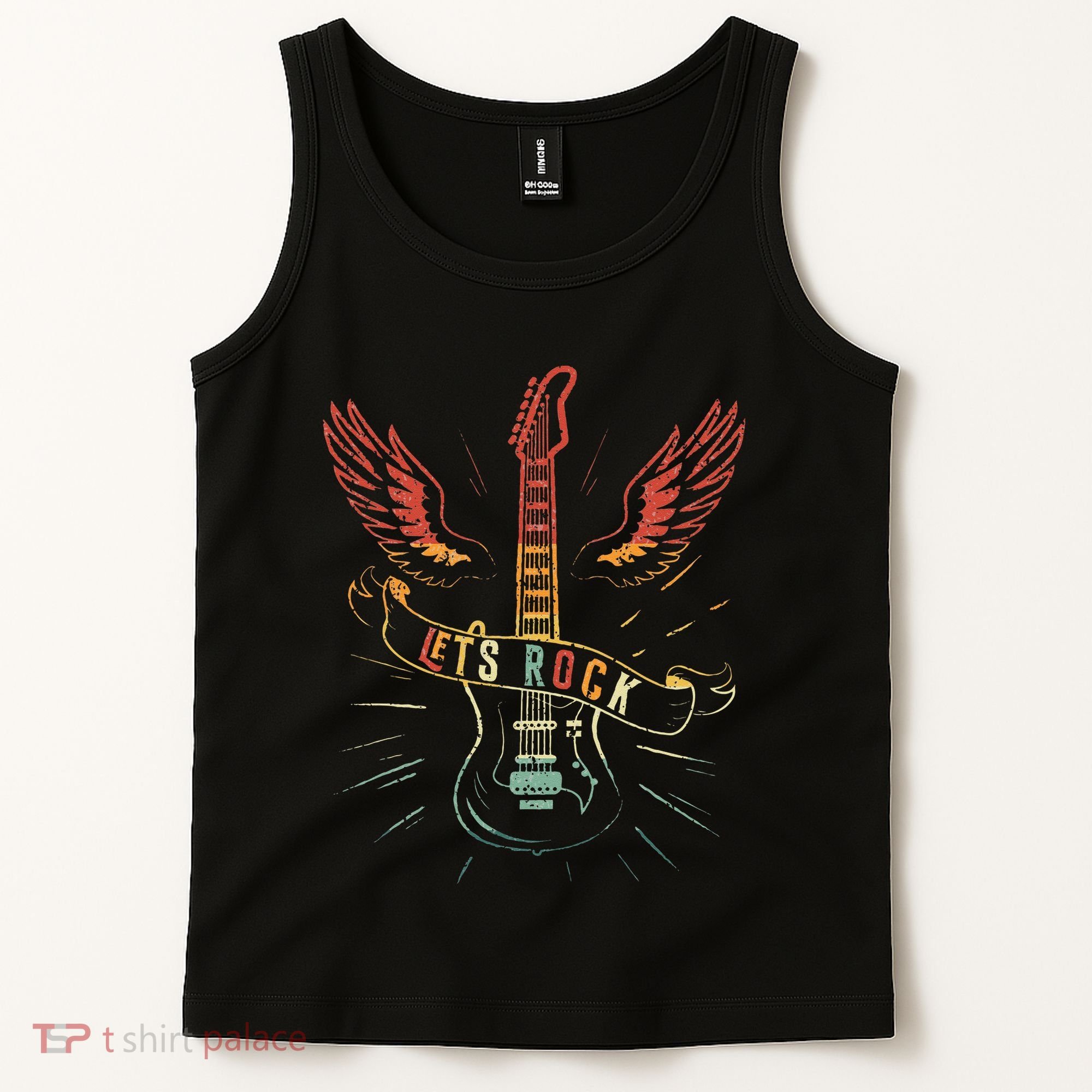Lets Rock Rock N Roll Guitar Retro Lovers Tank Top