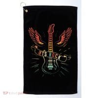 Lets Rock Rock N Roll Guitar Retro Lovers Golf Towel thumb 0