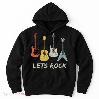 Lets Rock Rock N Roll Guitar Retro Gift Women Hoodie