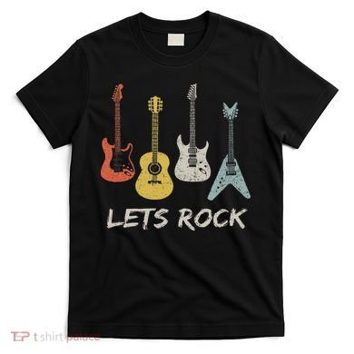 Lets Rock Rock N Roll Guitar Retro Gift Women T-Shirt