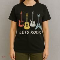 Lets Rock Rock N Roll Guitar Retro Gift Women T-Shirt thumb 4