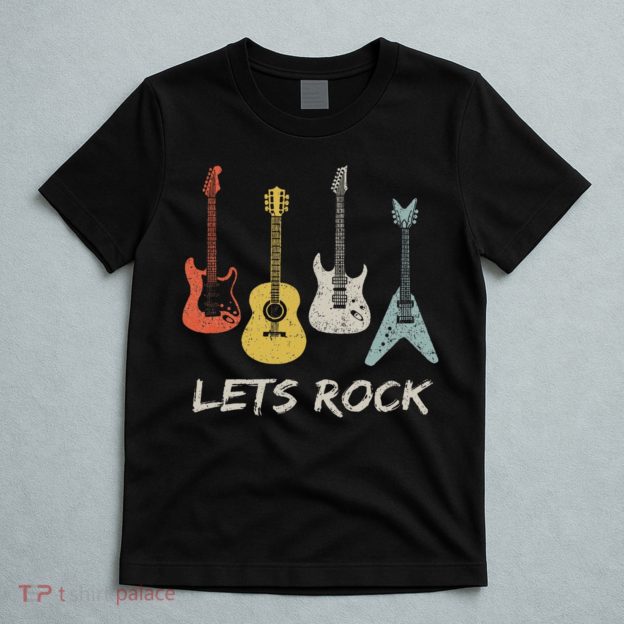 Lets Rock Rock N Roll Guitar Retro Gift Women T-Shirt
