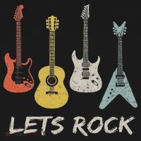 Lets Rock Rock N Roll Guitar Retro Gift Women T-Shirt thumb 7