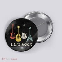 Lets Rock Rock N Roll Guitar Retro Gift Women Button thumb 0