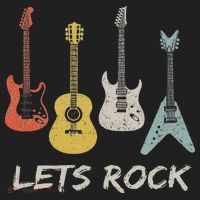Lets Rock Rock N Roll Guitar Retro Gift Women Beanie thumb 2