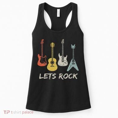 Lets Rock Rock N Roll Guitar Retro Gift Women Women's Tank Top