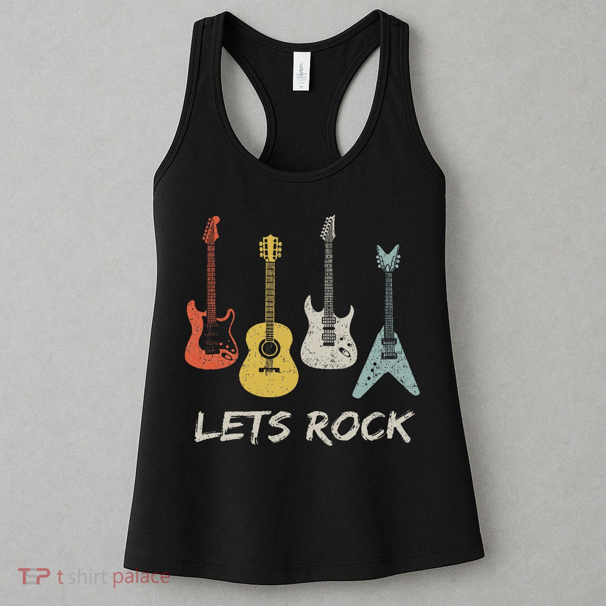 Lets Rock Rock N Roll Guitar Retro Gift Women Women's Tank Top