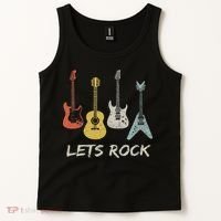 Lets Rock Rock N Roll Guitar Retro Gift Women Tank Top thumb 2
