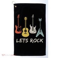 Lets Rock Rock N Roll Guitar Retro Gift Women Golf Towel thumb 0