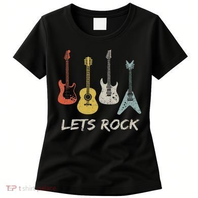Lets Rock Rock N Roll Guitar Retro Gift Women Women's T-Shirt