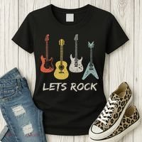 Lets Rock Rock N Roll Guitar Retro Gift Women Women's T-Shirt thumb 3