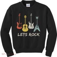 Lets Rock Rock N Roll Guitar Retro Gift Women Kids Sweatshirt thumb 0