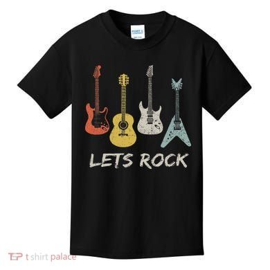Lets Rock Rock N Roll Guitar Retro Gift Women Kids T-Shirt