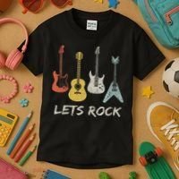 Lets Rock Rock N Roll Guitar Retro Gift Women Kids T-Shirt thumb 3