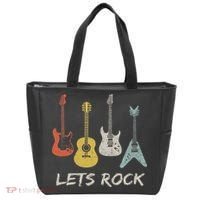 Lets Rock Rock N Roll Guitar Retro Gift Women Tote Bag thumb 0