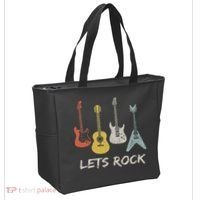 Lets Rock Rock N Roll Guitar Retro Gift Women Tote Bag thumb 2