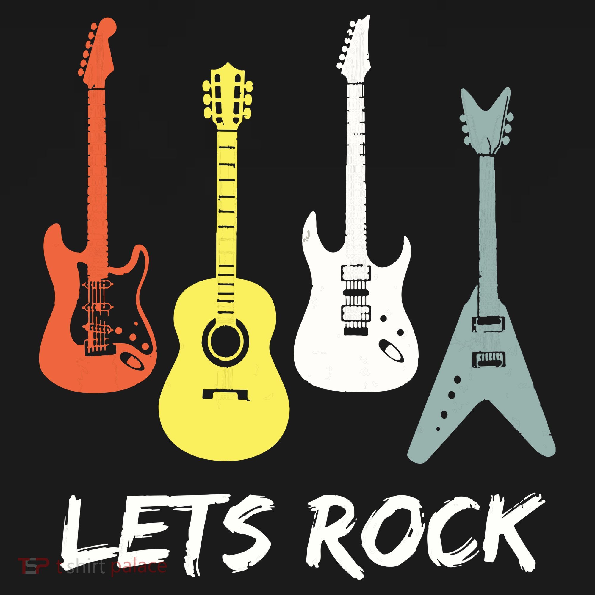 Lets Rock Rock N Roll Guitar Retro Gift Men Women Ornament