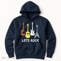 Lets Rock Rock N Roll Guitar Retro Gift Men Women Hoodie thumb 0