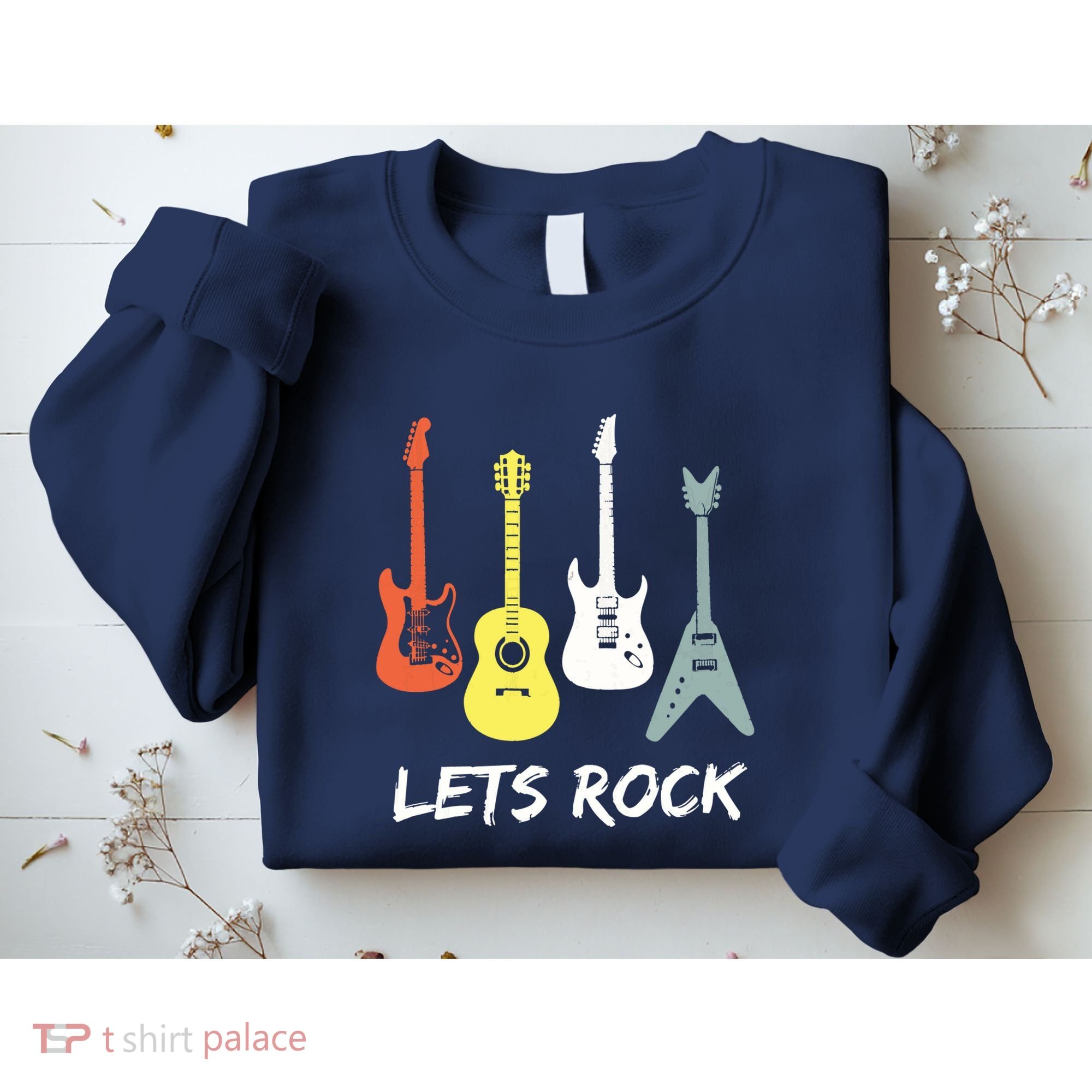 Lets Rock Rock N Roll Guitar Retro Gift Men Women Sweatshirt