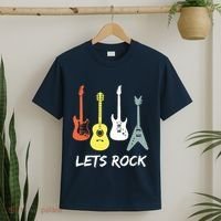 Lets Rock Rock N Roll Guitar Retro Gift Men Women T-Shirt thumb 2