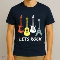 Lets Rock Rock N Roll Guitar Retro Gift Men Women T-Shirt thumb 3