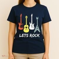 Lets Rock Rock N Roll Guitar Retro Gift Men Women T-Shirt thumb 4